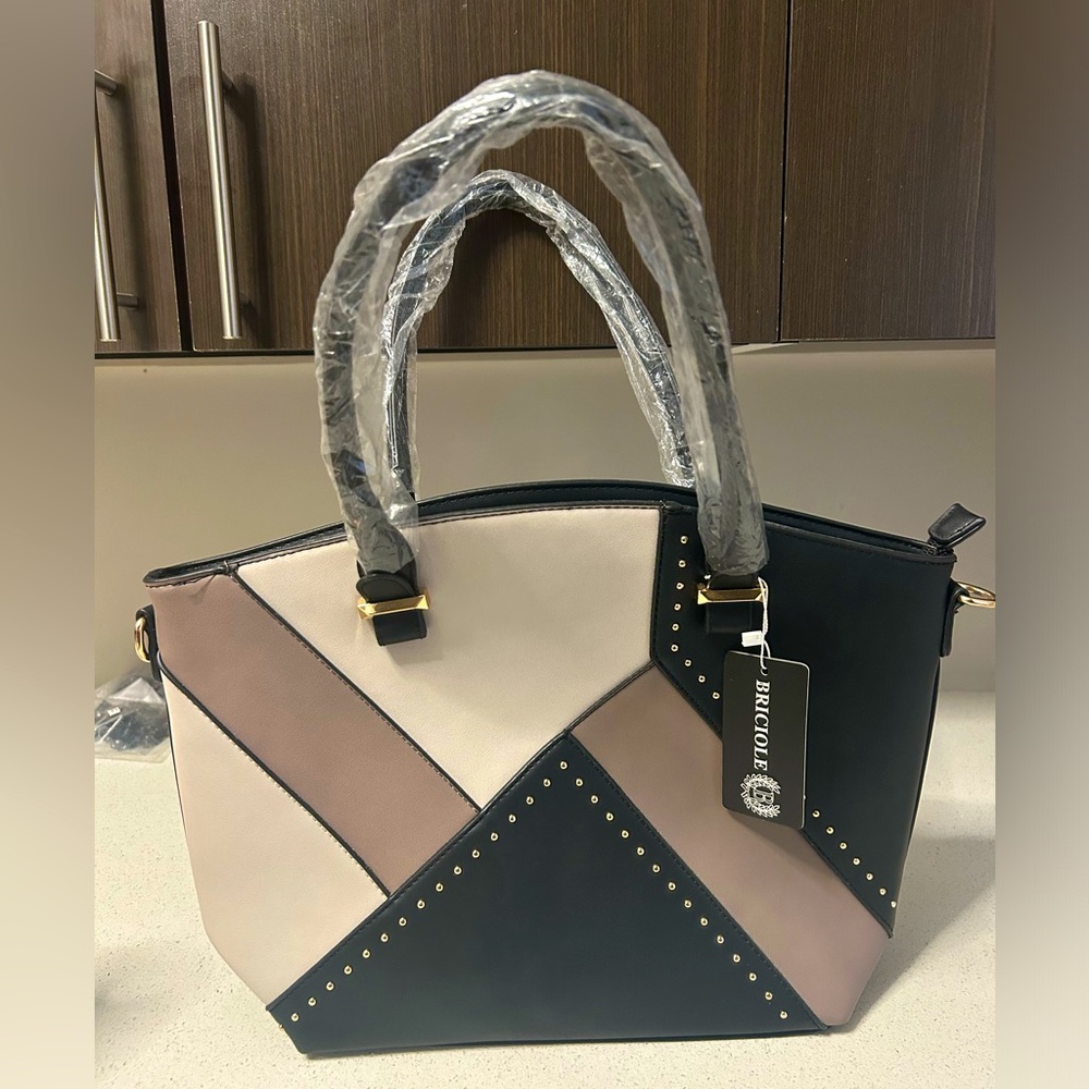 Women's Geometric Black Handbag, authentic from Italy